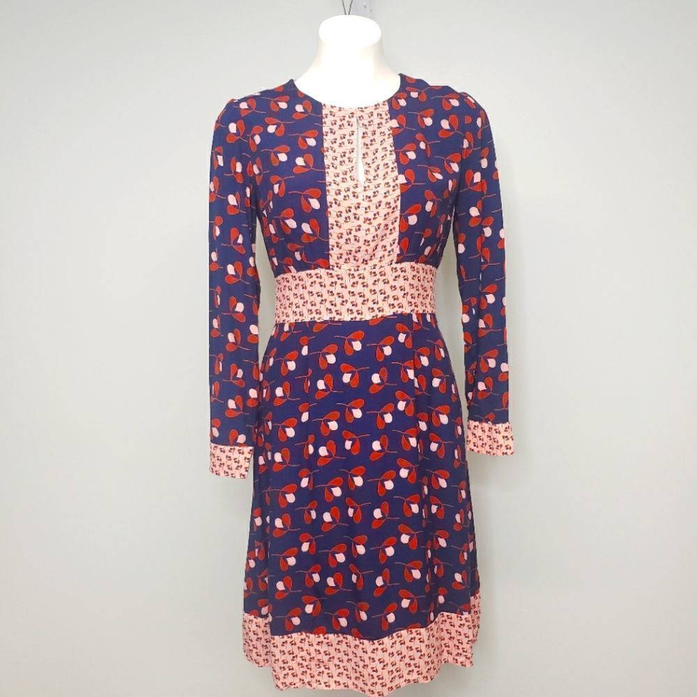 Boden Navy & Conker Clover Daisy Dress Size 4R